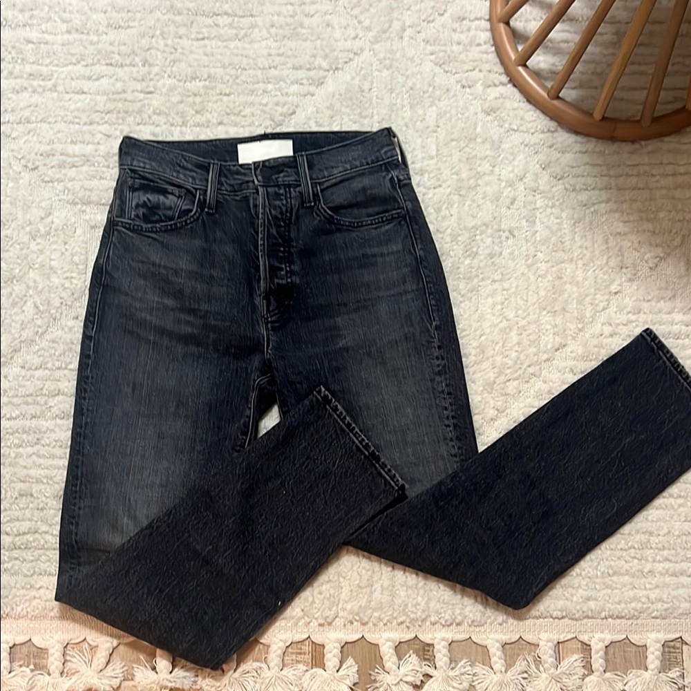 MOTHER Black hike Hoover roadtrip renegade wash Jeans High-Rise